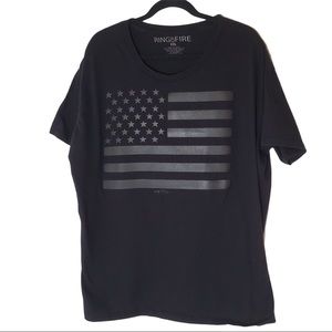 Ring of Fire U.S. flag T-shirt black on black